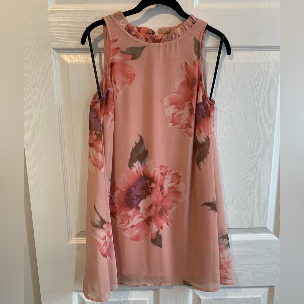 Pink Floral Chiffon Dress